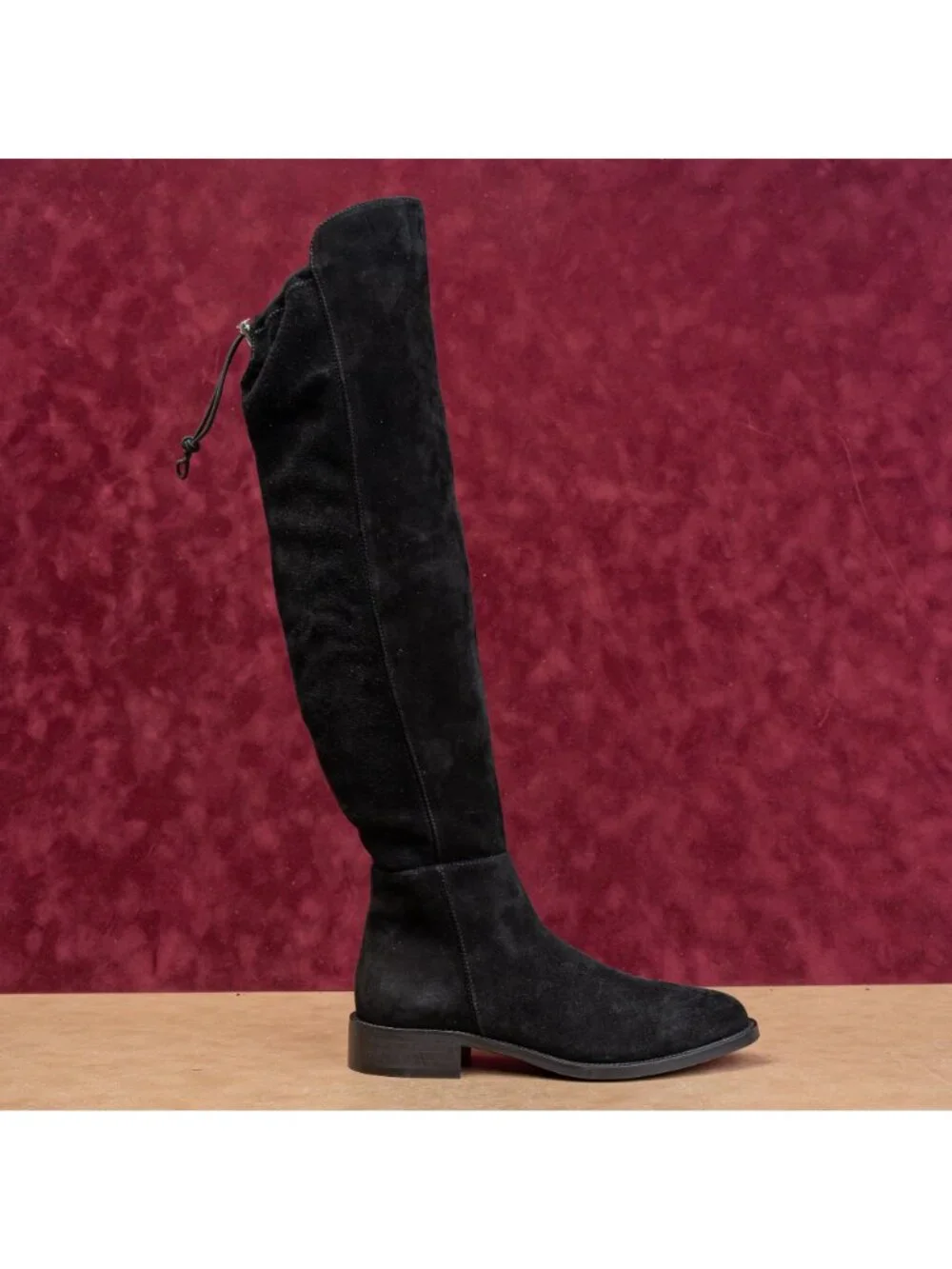 Aquatalia Women Norina Comfort Black Suede Zip Cozy Drawcord Fashion Boots 6.5